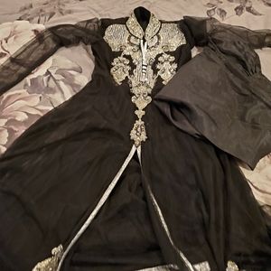 Black and silver long dresse